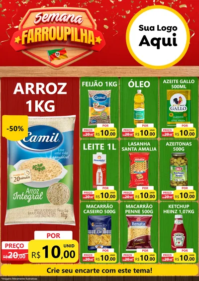 Modelo de Encarte para Encarte A4 Vertical com o tema Semana Farroupilha para Supermercado