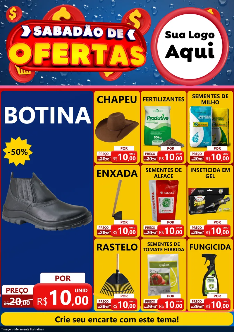 Modelo de Encarte para Encarte A4 Vertical com o tema Sabadão de Ofertas para Agropecuária