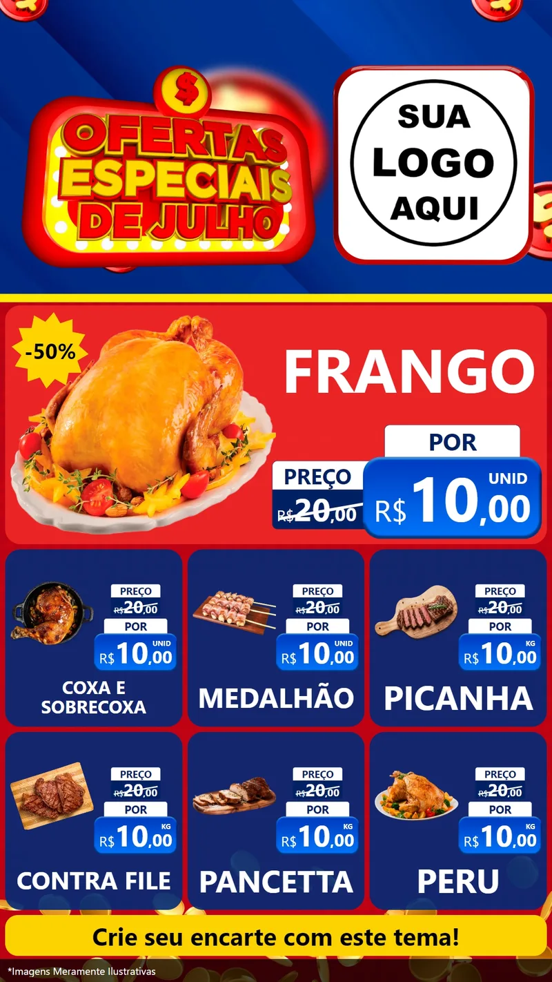Modelo de Rede Social para Stories com o tema Ofertas Especiais de Julho para Assados