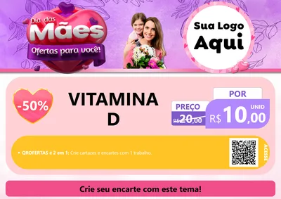 Modelo de Cartaz para Cartaz A4 Horizontal com o tema Dia das Mães Ofertas para Você! para Farmácia