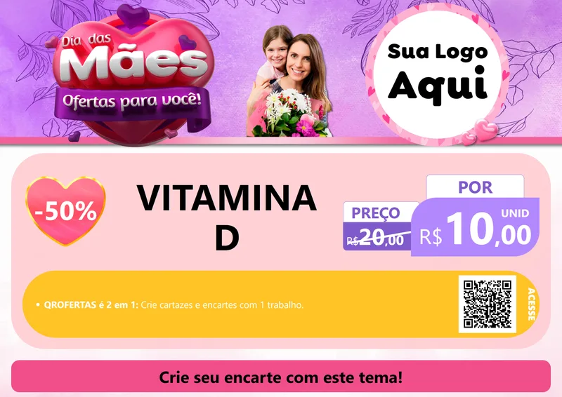 Modelo de Cartaz para Cartaz A4 Horizontal com o tema Dia das Mães Ofertas para Você! para Farmácia