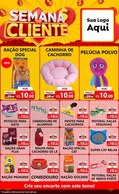 Modelo de Encarte para Encarte Grande com o tema Semana do Cliente para Pet Shop