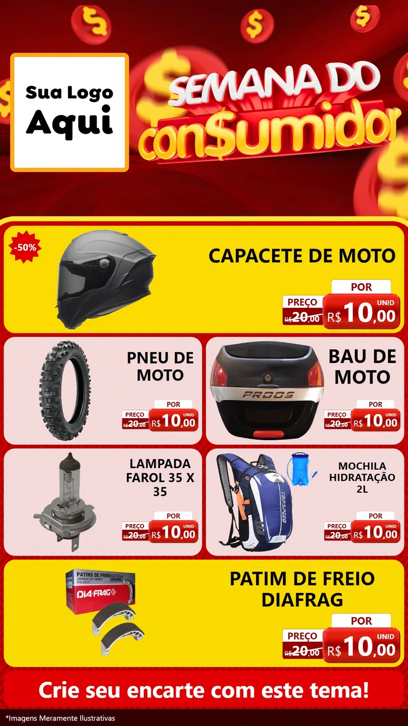 Modelo de TV para TV Vertical com o tema Semana do Consumidor para Moto peças