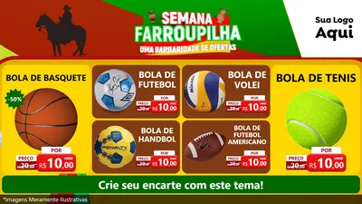Modelo de TV para TV Horizontal com o tema Semana Farroupilha - Uma Barbaridade de Ofertas para Artigos Esportivos