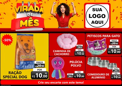 Modelo de Encarte para Encarte A4 Horizontal com o tema Virada de Mês para Pet Shop