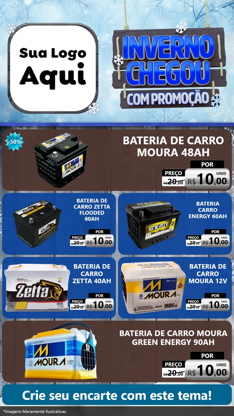 Modelo de TV para TV Vertical com o tema Inverno Chegou Com Promoção para Baterias Elétricas