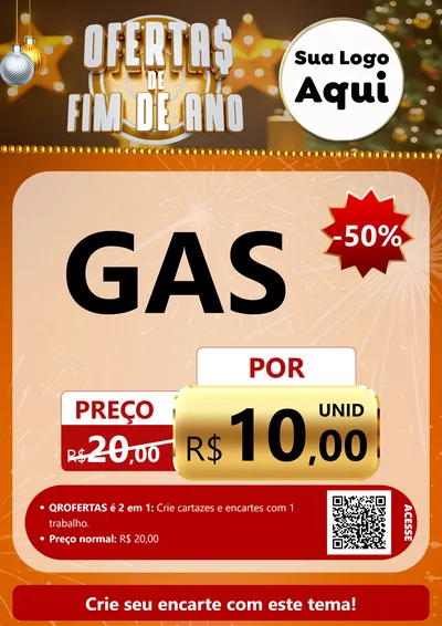 Modelo de Cartaz para Cartaz A4 Vertical com o tema Ofertas de Fim de Ano para Água e gás
