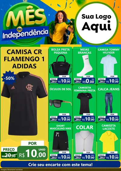 Modelo de Encarte para Encarte A4 Vertical com o tema Mês da Independência para Roupas e acessórios
