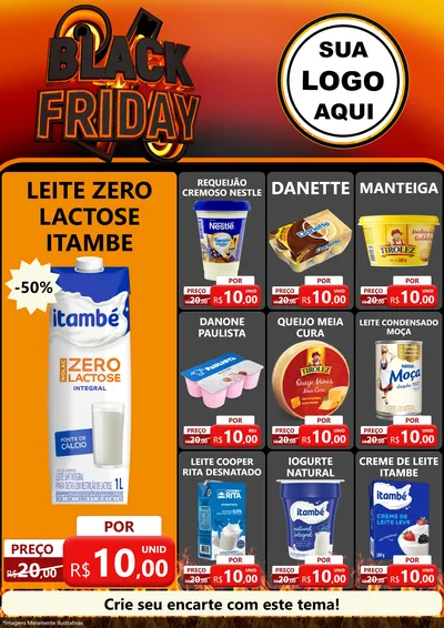 Modelo de Encarte para Encarte A4 Vertical com o tema Black Friday para Frios e Laticínios