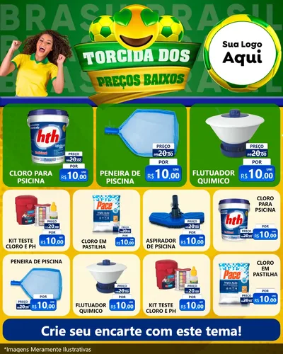 Modelo de Rede Social para Feed Instagram com o tema Torcida dos Preços Baixos - Copa para Produtos para Piscina
