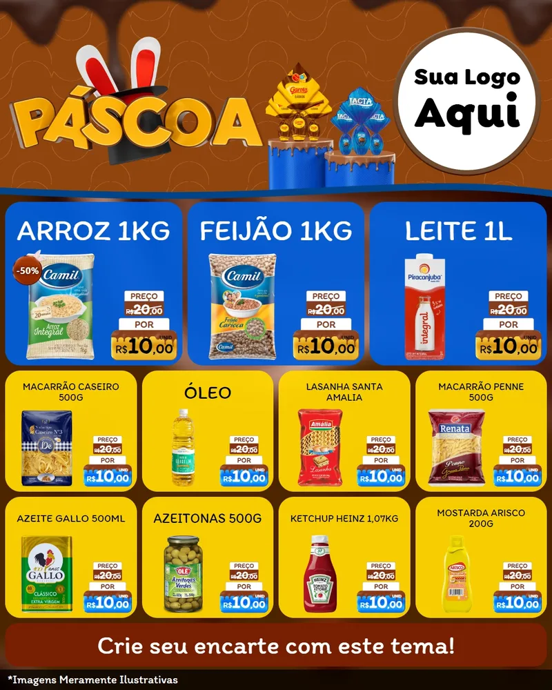Modelo de Rede Social para Feed Instagram com o tema Páscoa para Supermercado