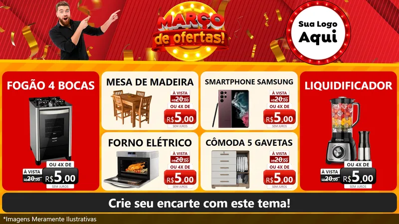 Modelo de TV para TV Horizontal com o tema Março de Ofertas! para Móveis e Eletro