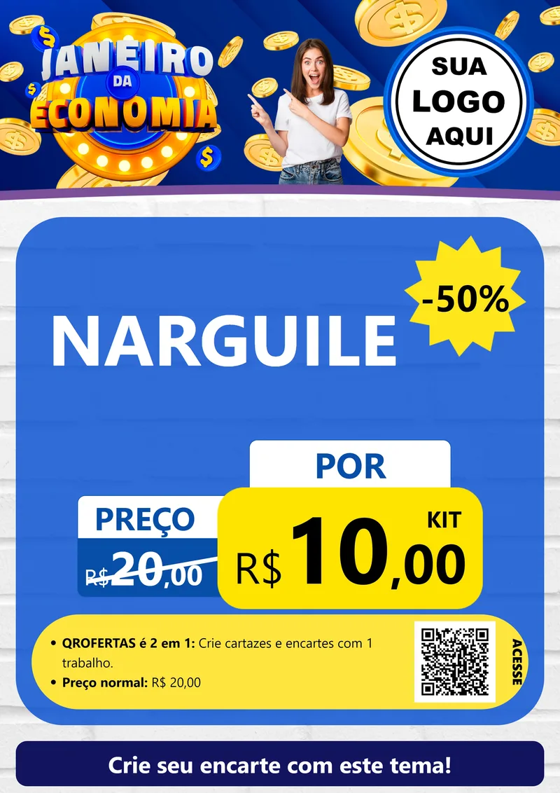 Modelo de Cartaz para Cartaz A4 Vertical com o tema Janeiro da Economia para Tabacaria