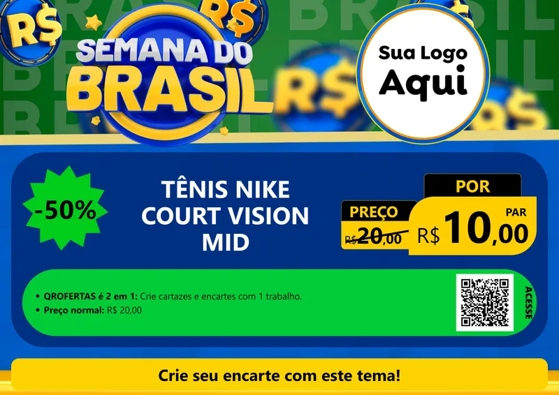 Modelo de Cartaz para Cartaz A4 Horizontal com o tema Semana Do Brasil para Calçados