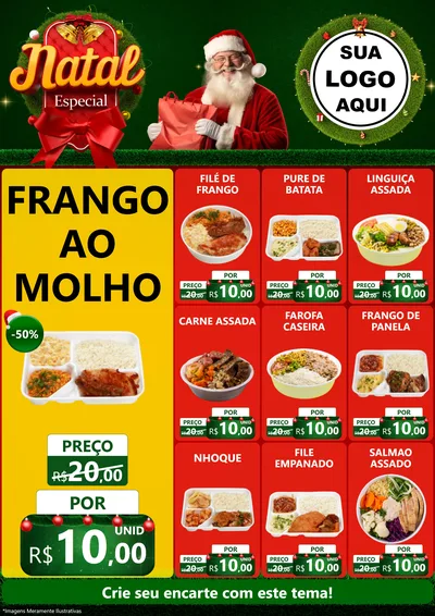 Modelo de Encarte para Encarte A4 Vertical com o tema Natal Especial para Restaurante