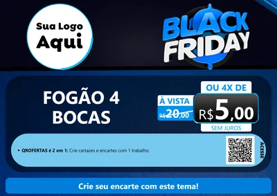 Modelo de Cartaz para Cartaz A4 Horizontal com o tema Black Friday para Móveis e Eletro