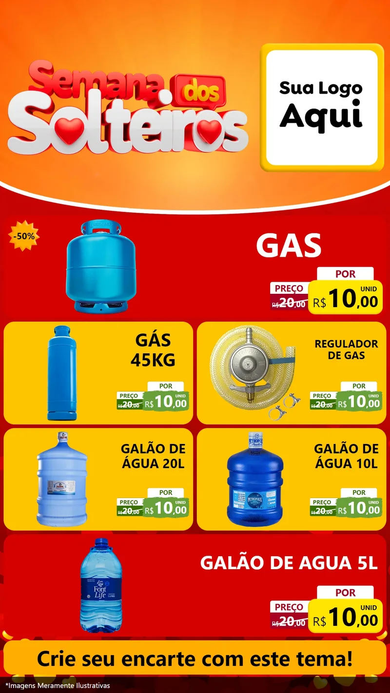Modelo de TV para TV Vertical com o tema Semana dos Solteiros para Água e gás