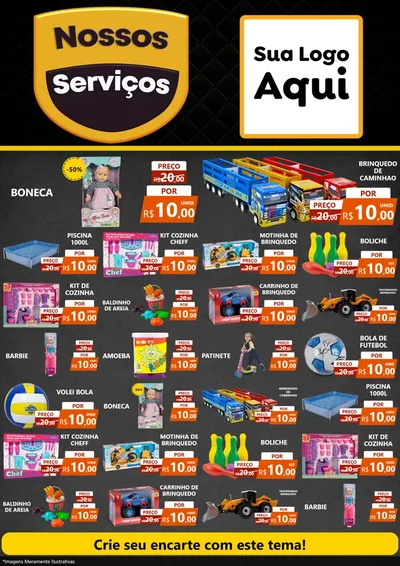 Modelo de Encarte para Encarte A4 Vertical com o tema Nossos Serviços para Brinquedos