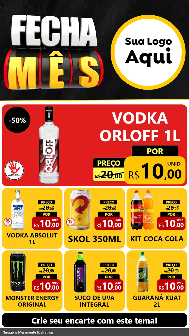 Modelo de Rede Social para Stories com o tema Fecha Mês para Distribuidora de bebidas
