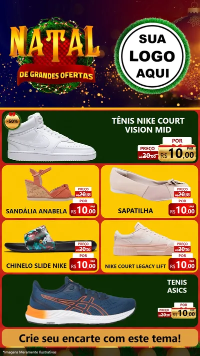 Modelo de TV para TV Vertical com o tema Natal de Grandes Ofertas para Calçados