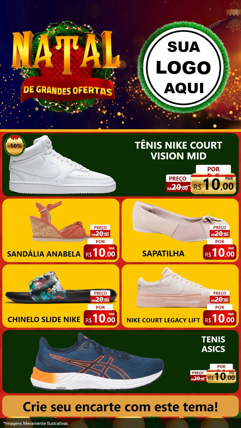 Modelo de TV para TV Vertical com o tema Natal de Grandes Ofertas para Calçados