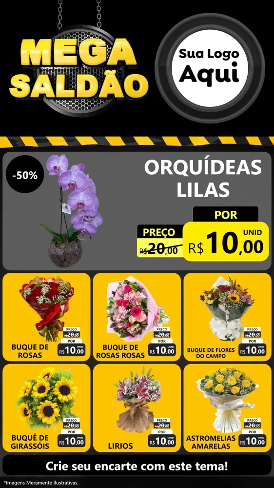 Modelo de Rede Social para Stories com o tema Mega Saldão para Floricultura e jardim