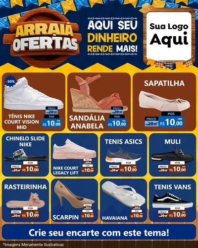Modelo de Rede Social para Feed Instagram com o tema Arraiá de Ofertas - Junina para Calçados