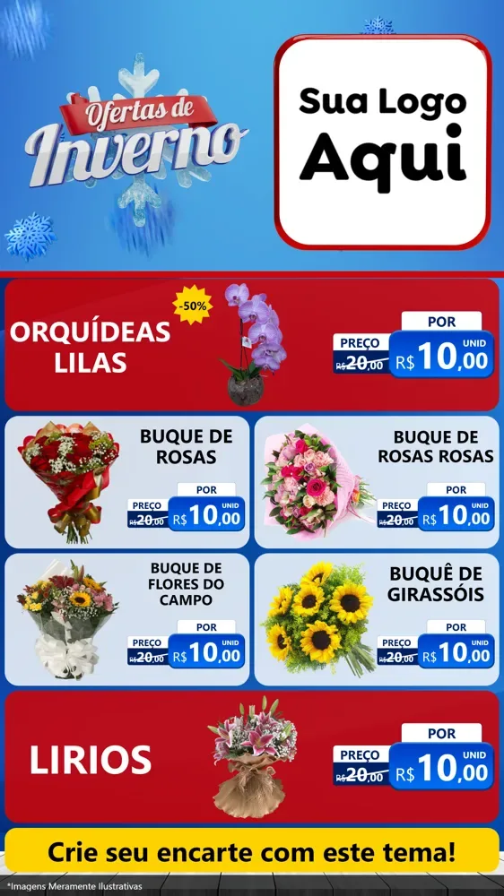 Modelo de TV para TV Vertical com o tema Ofertas de Inverno para Floricultura e jardim