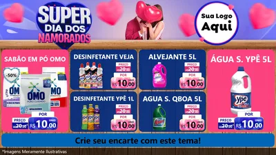 Modelo de TV para TV Horizontal com o tema Super Dia dos Namorados para Produtos de Limpeza