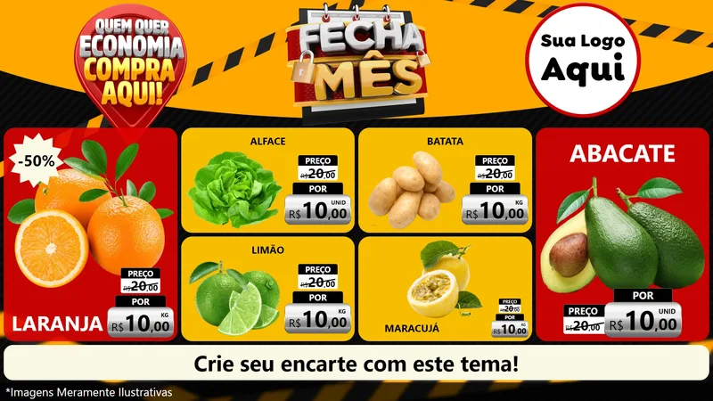 Modelo de TV para TV Horizontal com o tema Fecha Mês para Hortifrúti