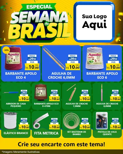 Modelo de Rede Social para Feed Instagram com o tema Especial Semana do Brasil para Armarinho e Aviamentos