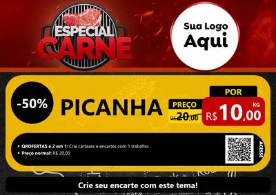 Modelo de Cartaz para Cartaz A4 Horizontal com o tema Especial da Carne para Açougue