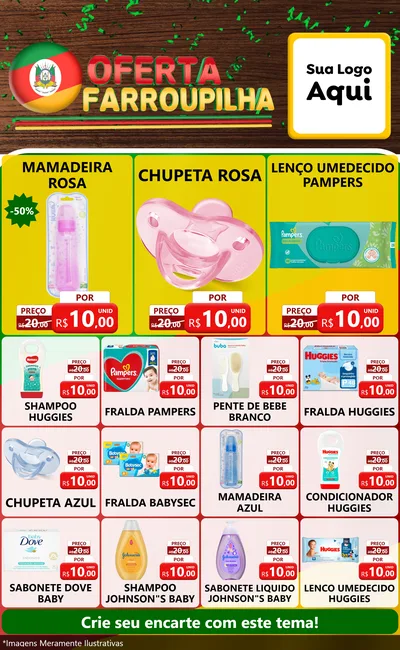 Modelo de Encarte para Encarte Grande com o tema Oferta Farroupilha para Bebês
