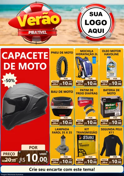 Modelo de Encarte para Encarte A4 Vertical com o tema Verão Imbatível para Moto peças
