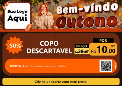 Modelo de Cartaz para Cartaz A4 Horizontal com o tema Bem-vindo Outono para Embalagens