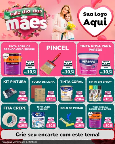 Modelo de Rede Social para Feed Instagram com o tema Feliz Dia das Mães para Tintas e Ferramentas