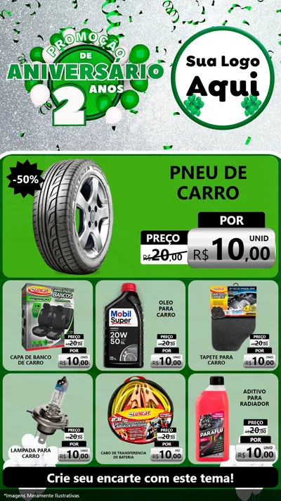 Modelo de Rede Social para Stories com o tema Promoção de Aniversário - 2 Anos para Auto peças