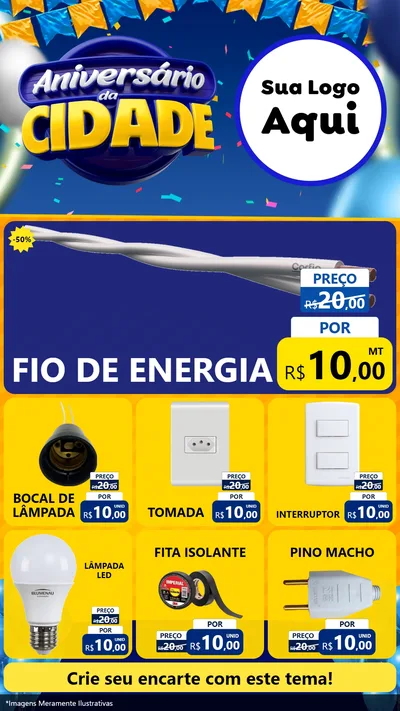 Modelo de Rede Social para Stories com o tema Aniversário da Cidade para Materiais Elétricos