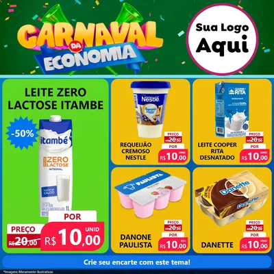 Modelo de Rede Social para Feed Facebook com o tema Carnaval da Economia para Frios e Laticínios