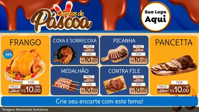 Modelo de TV para TV Horizontal com o tema Ofertas de Páscoa para Assados