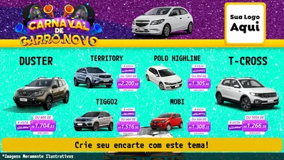 Modelo de TV para TV Horizontal com o tema Carnaval de Carro Novo para Concessionaria de Carros