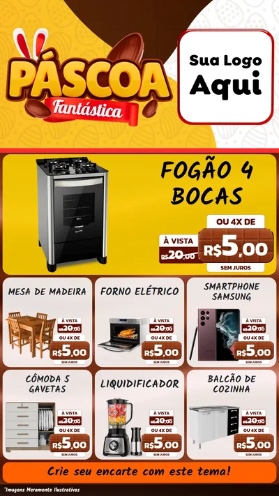 Modelo de Rede Social para Stories com o tema Páscoa Fantástica para Móveis e Eletro