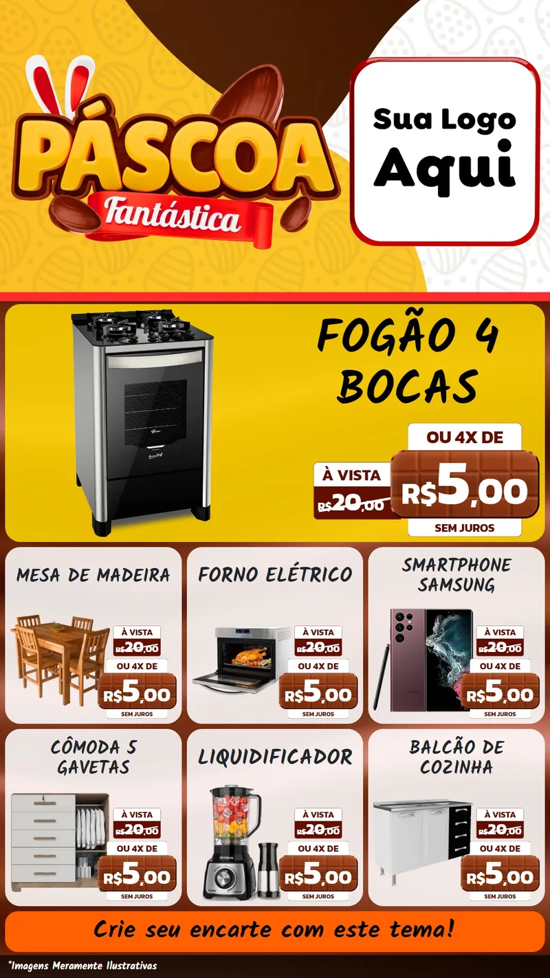 Modelo de Rede Social para Stories com o tema Páscoa Fantástica para Móveis e Eletro