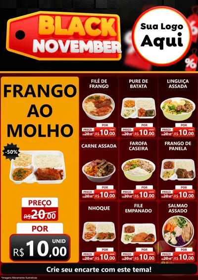 Modelo de Encarte para Encarte A4 Vertical com o tema Black November para Restaurante