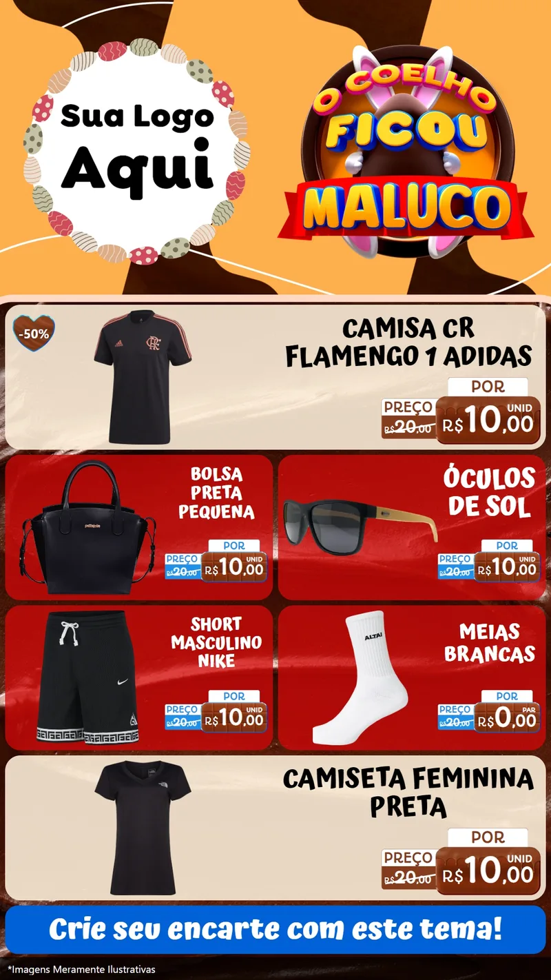 Modelo de TV para TV Vertical com o tema O Coelho Ficou Maluco - Páscoa para Roupas e acessórios
