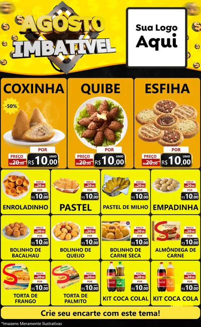 Modelo de Encarte para Encarte Grande com o tema Agosto Imbatível para Salgadaria