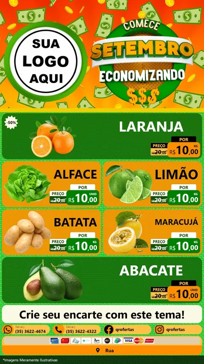 Modelo de TV para TV Vertical com o tema Comece Setembro Economizando para Hortifrúti
