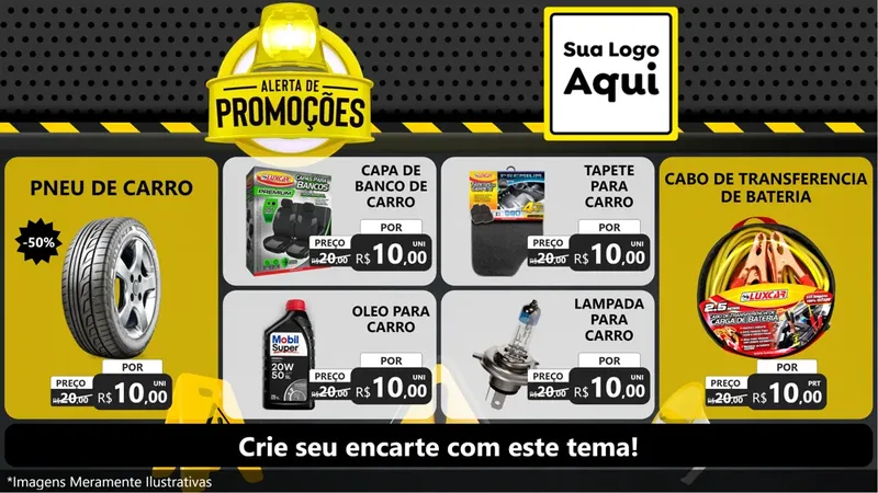 Modelo de TV para TV Horizontal com o tema Alerta de Promoções para Auto peças