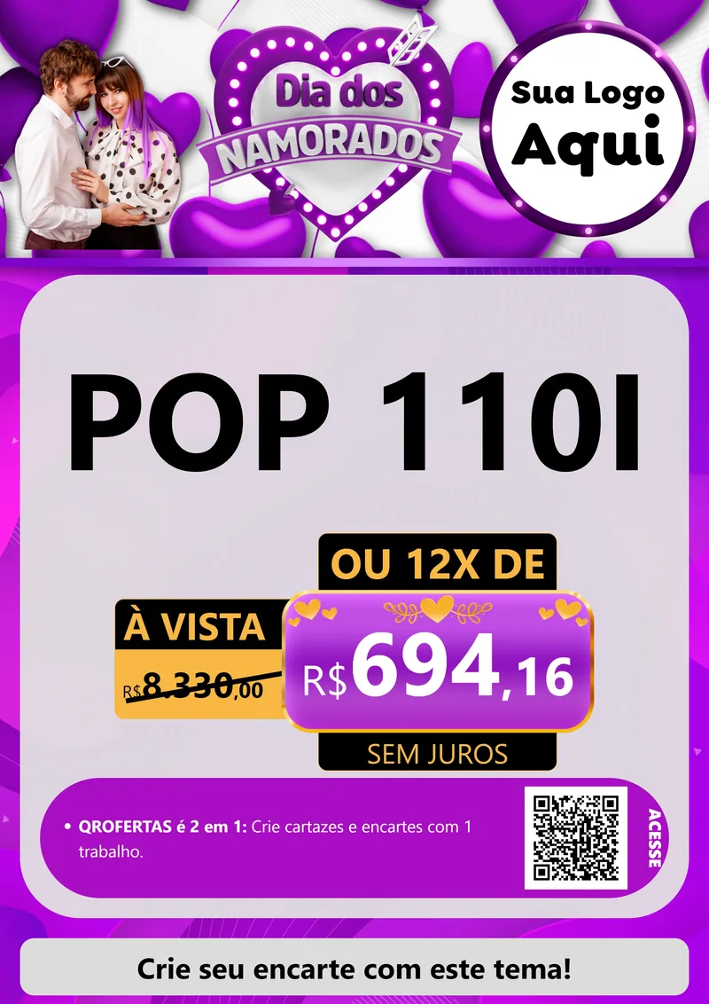 Modelo de Cartaz para Cartaz A4 Vertical com o tema Dia dos Namorados para Concessionaria de Motos
