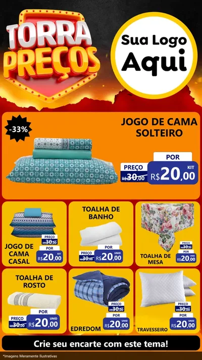 Modelo de Rede Social para Stories com o tema Torra Preços para Cama, Mesa e Banho